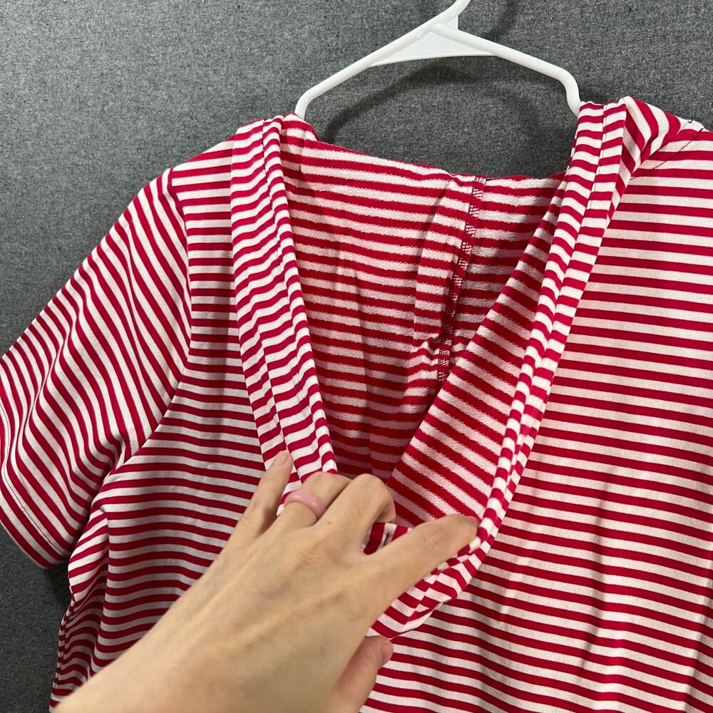 Denim & Co. Beach French Terry Hooded Cover-Up with Pockets Red Size Large - Picture 11 of 11